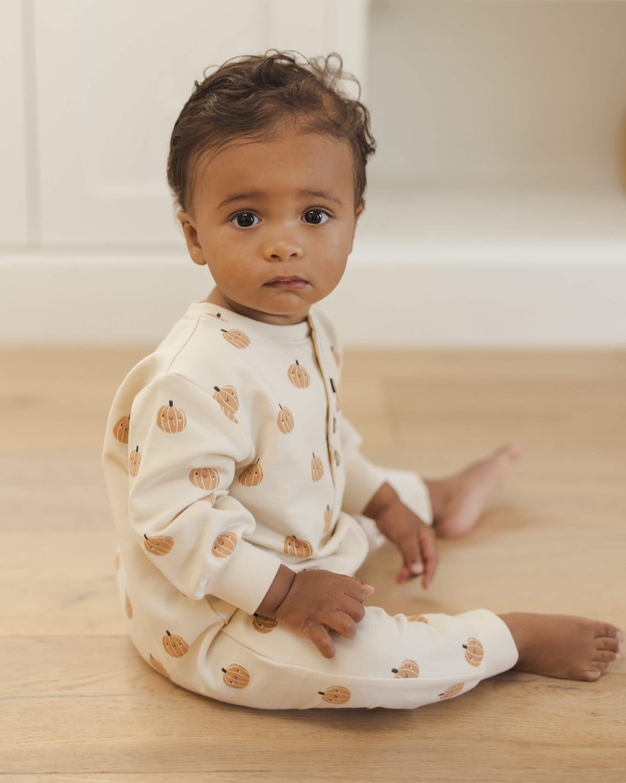 Quincy Mae Relaxed Fleece Jumpsuit - Smiley Pumpkins