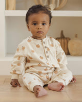 Quincy Mae Relaxed Fleece Jumpsuit - Smiley Pumpkins