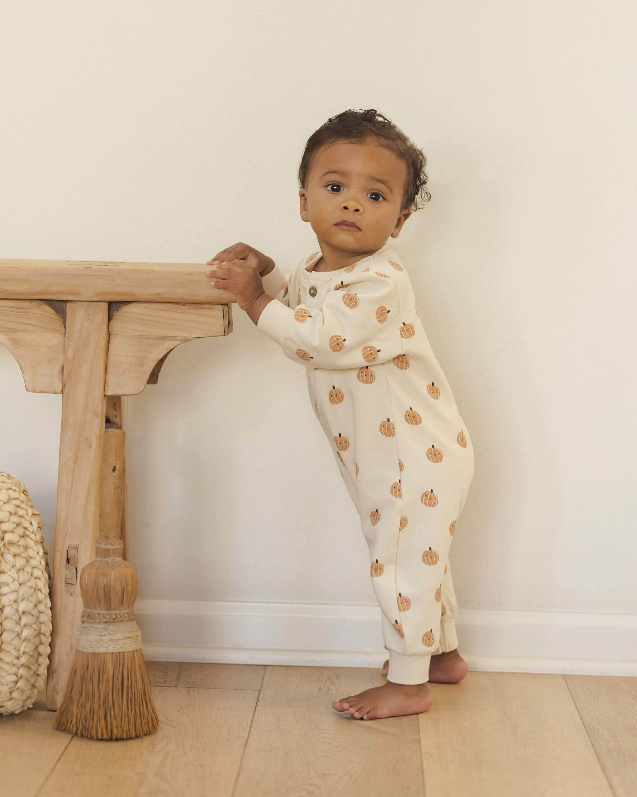 Quincy Mae Relaxed Fleece Jumpsuit - Smiley Pumpkins