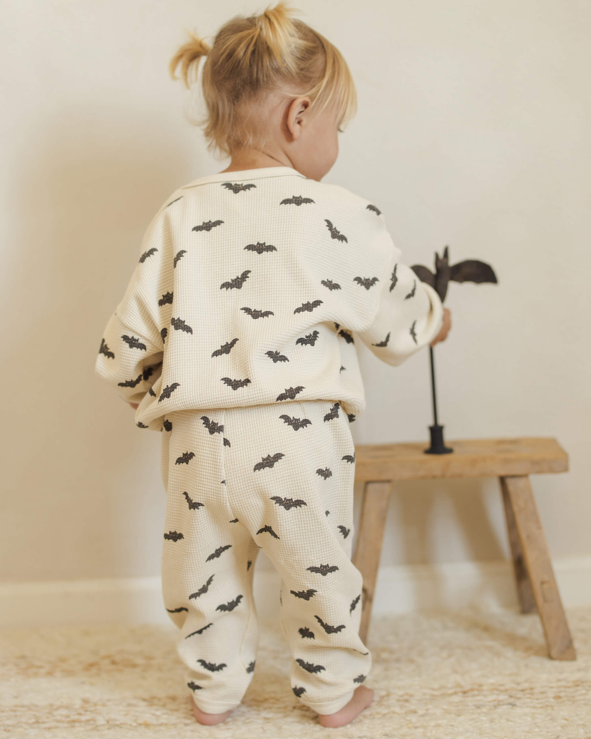 Quincy Mae Waffle Slouch Set - Bats