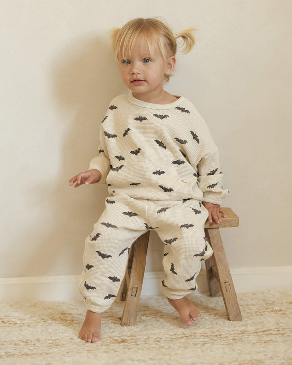 Quincy Mae Waffle Slouch Set - Bats