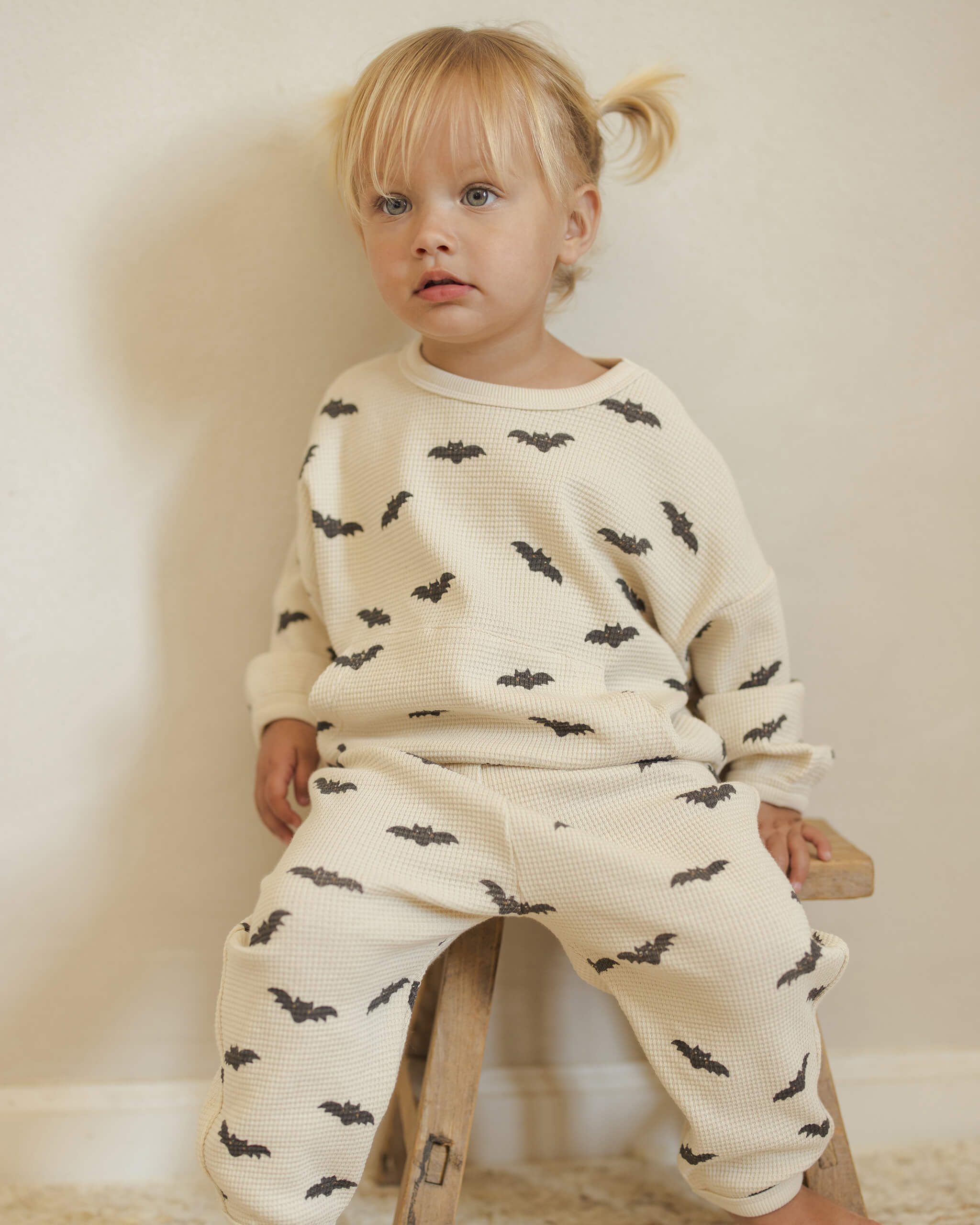 Quincy Mae Waffle Slouch Set - Bats