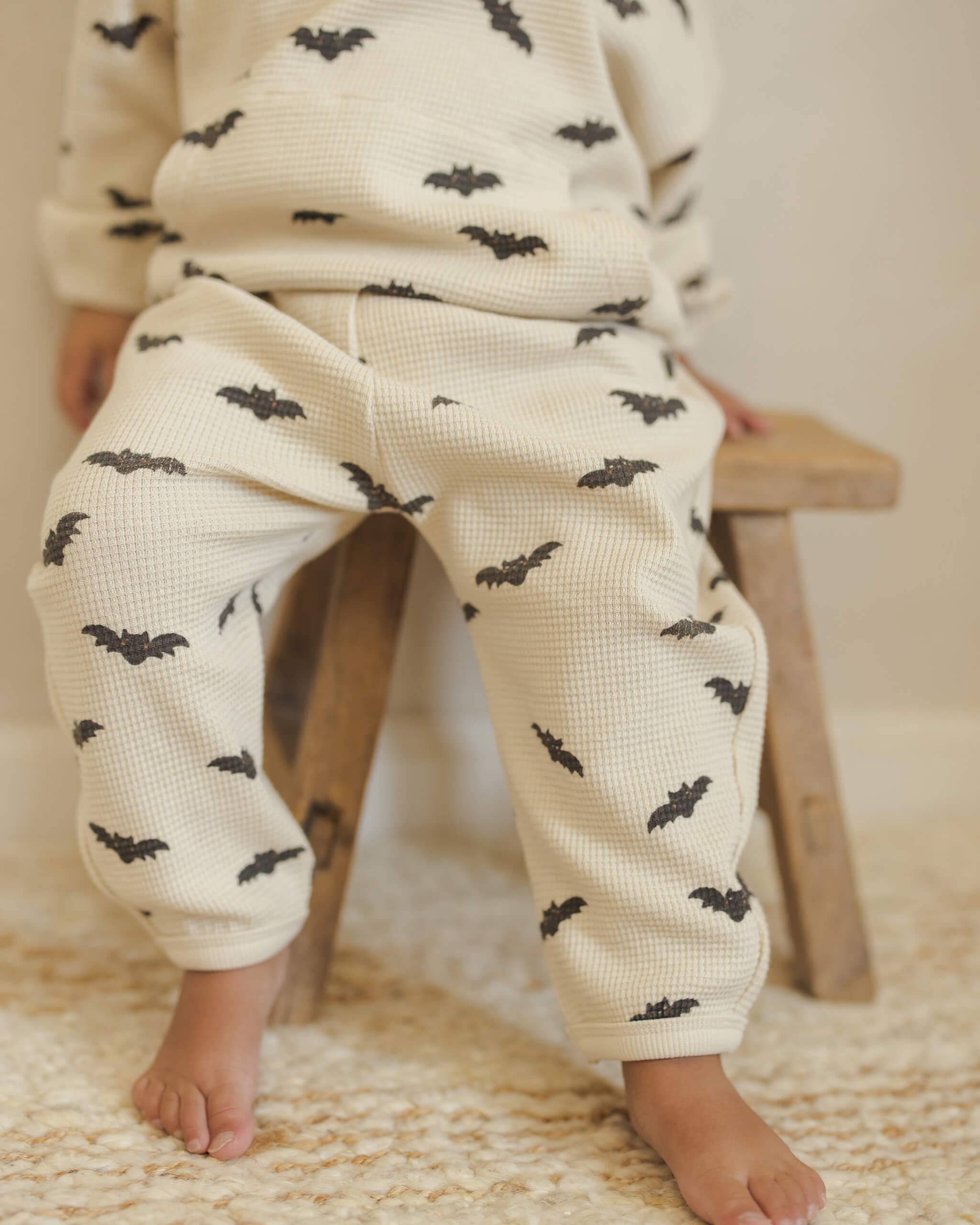 Quincy Mae Waffle Slouch Set - Bats