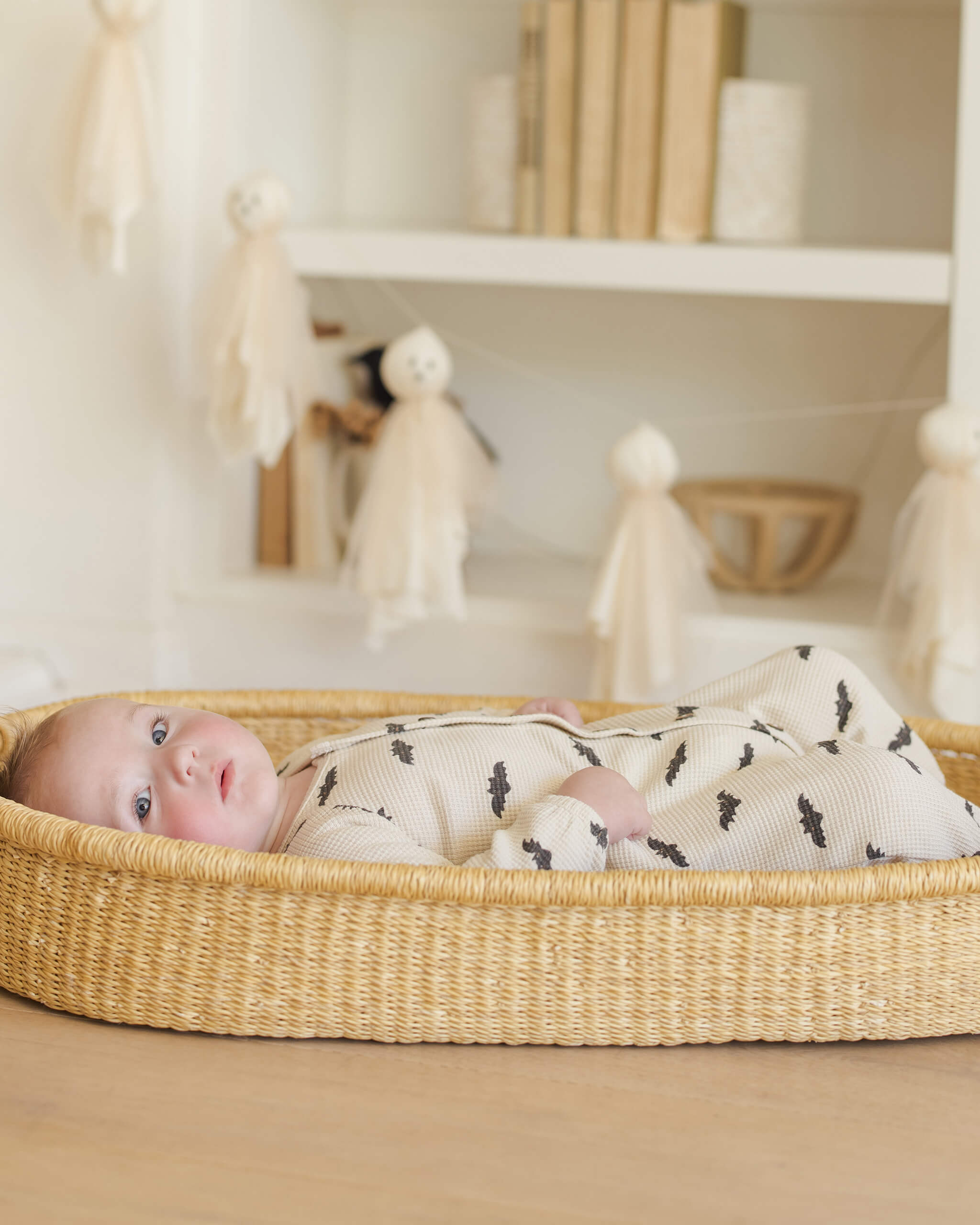 Quincy Mae Waffle Long Sleeve Jumpsuit - Bats