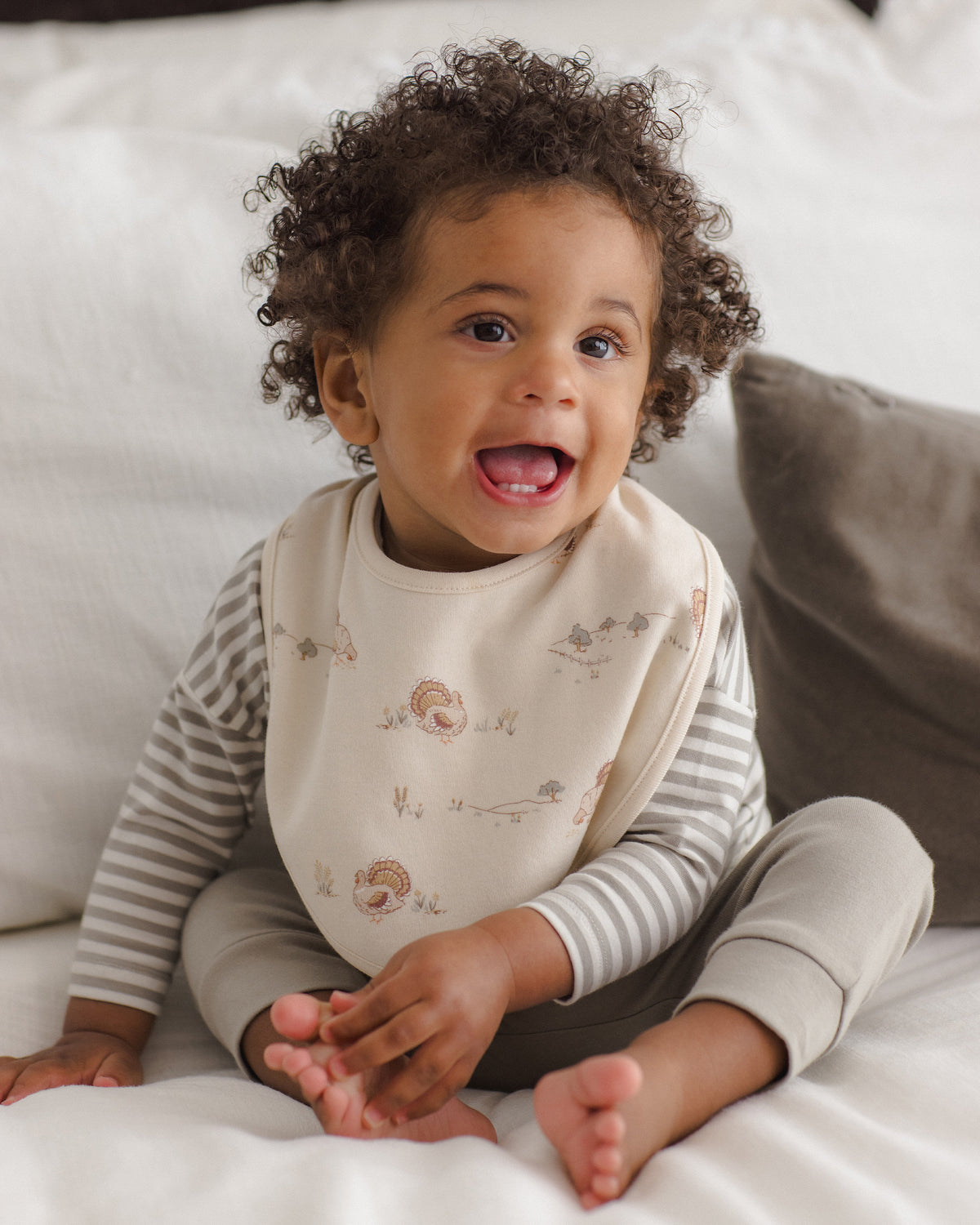 Jersey Snap Bib, 2 Pack - Laurel Stripe, Turkey