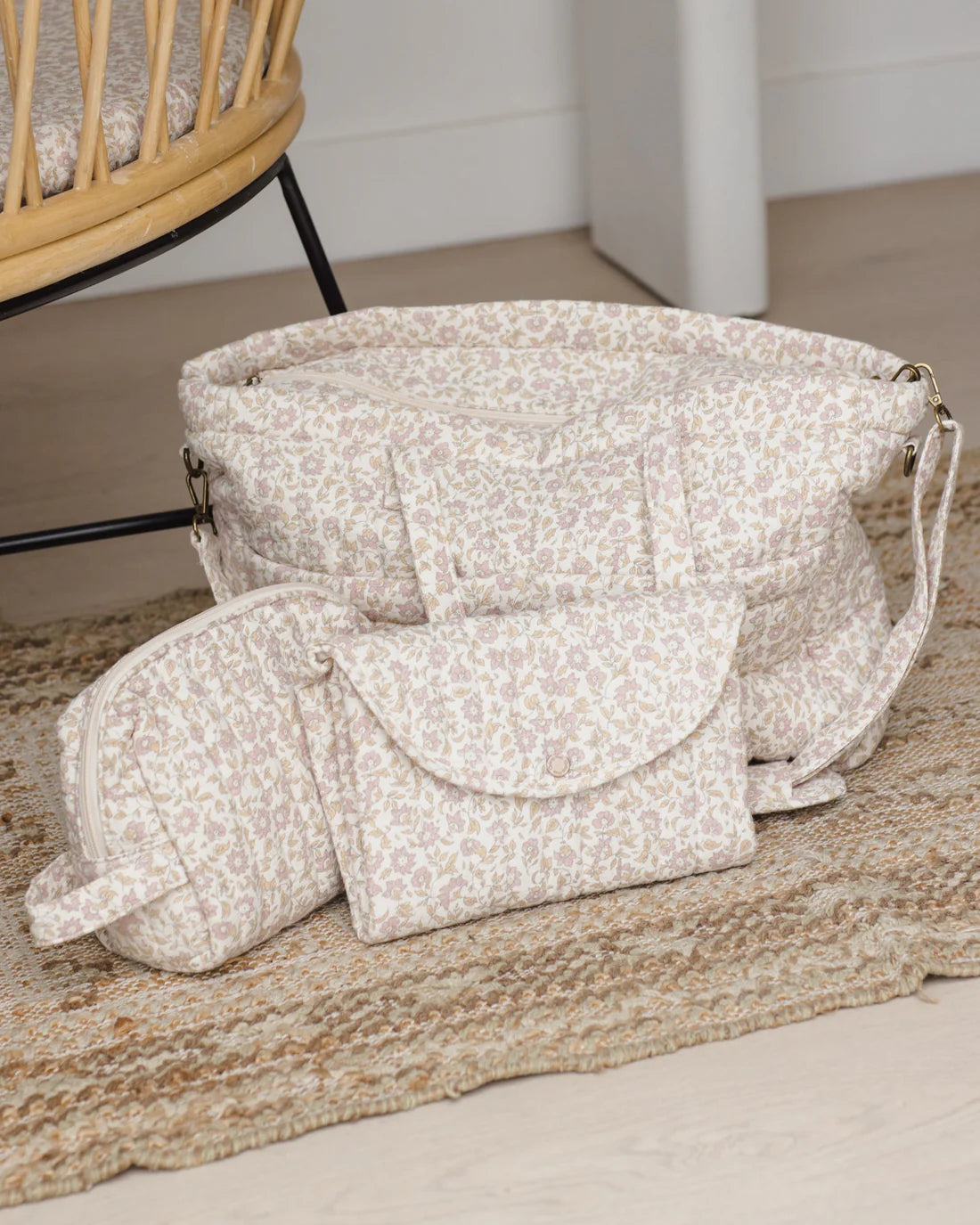Quincy Mae Diaper Bag + Changing Mat - Wildflower Woven