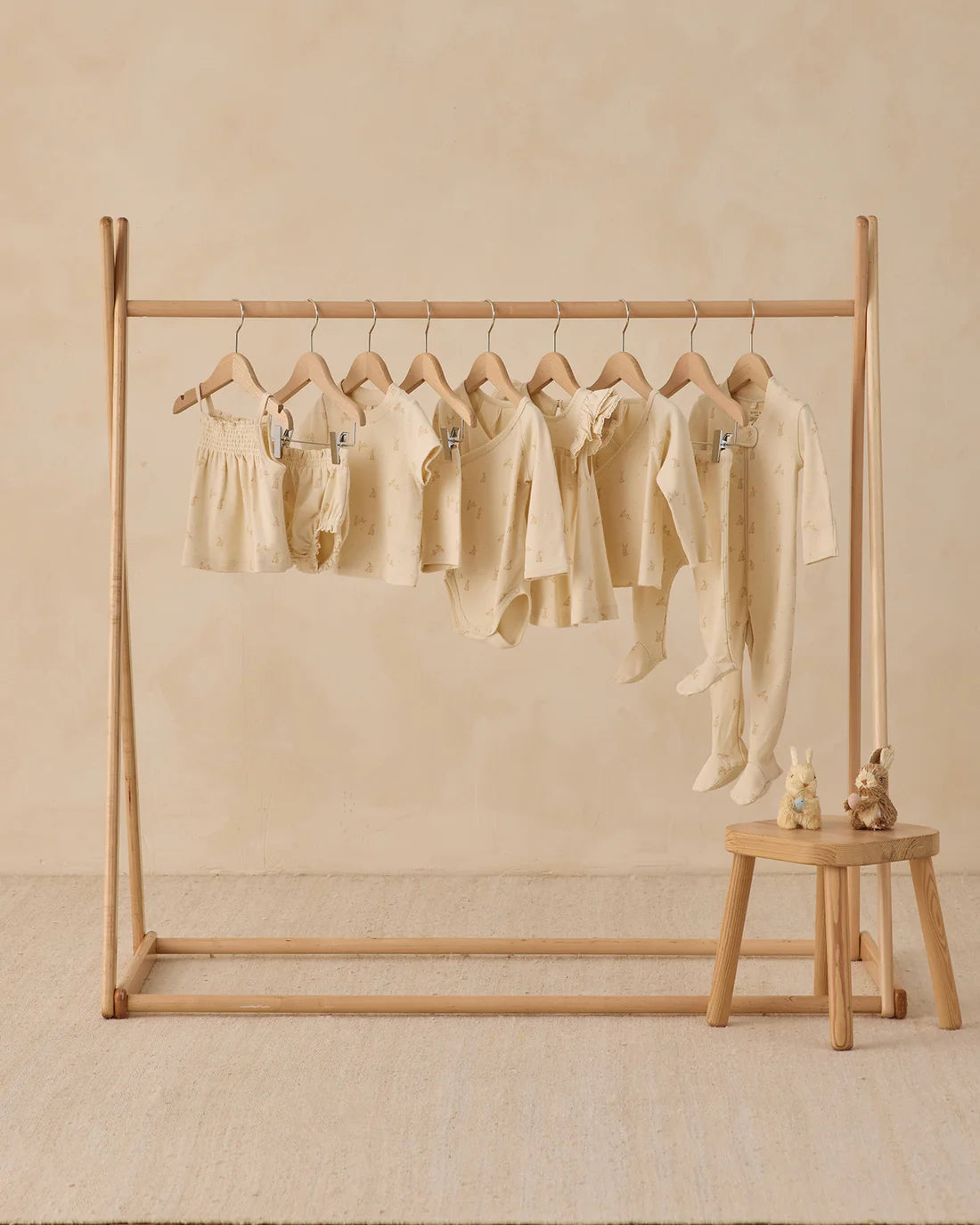 Quincy Mae Wrap Top + Footed Pant Set - Bunnies
