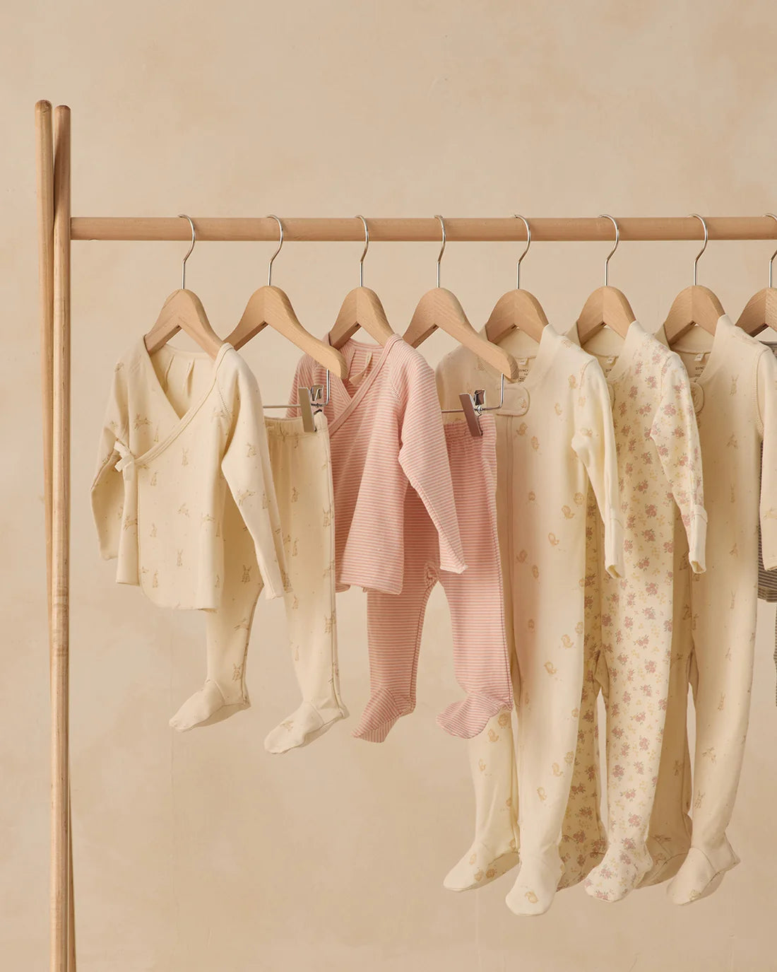 Quincy Mae Wrap Top + Footed Pant Set - Bunnies