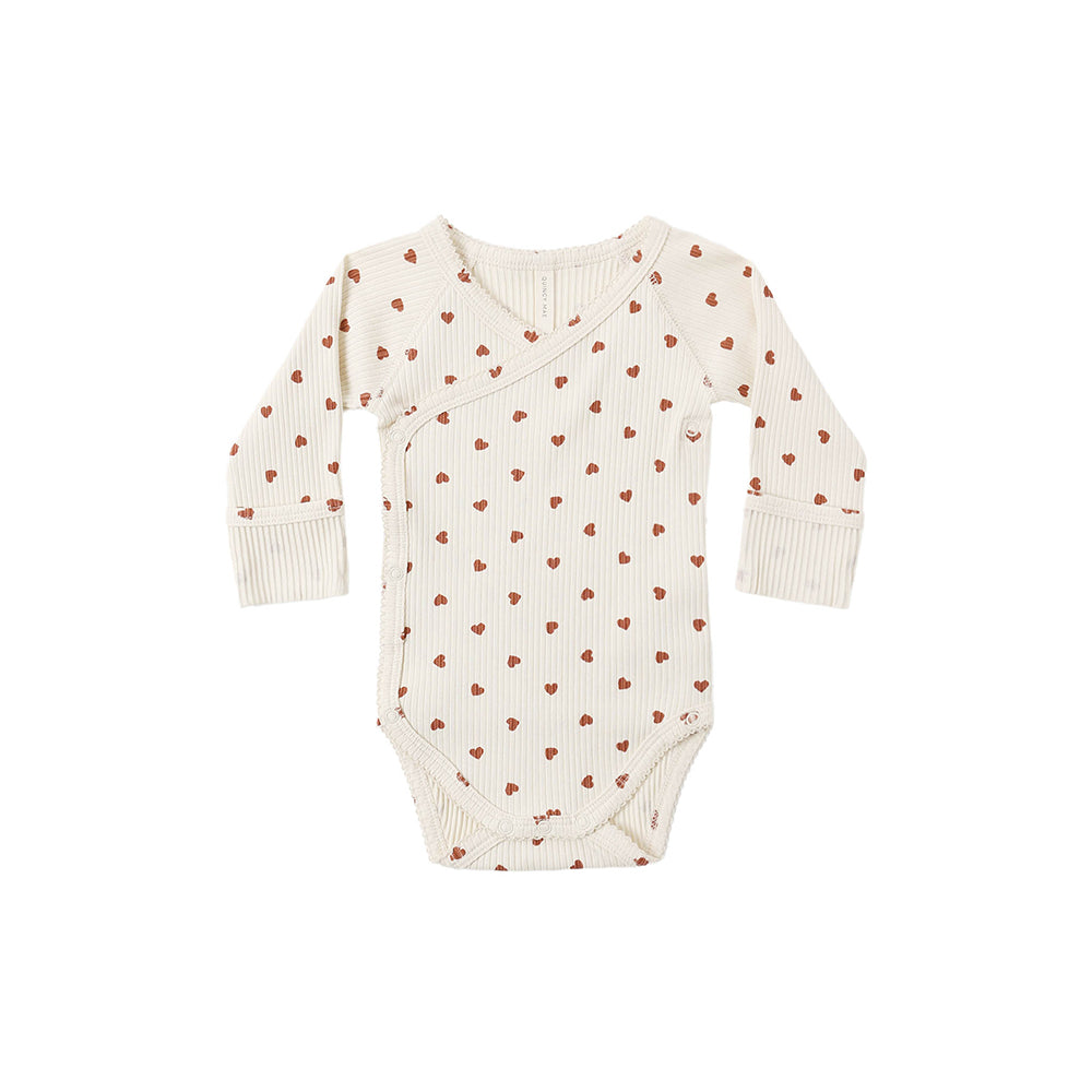 Quincy Mae Side Snap Bodysuit - Red Hearts