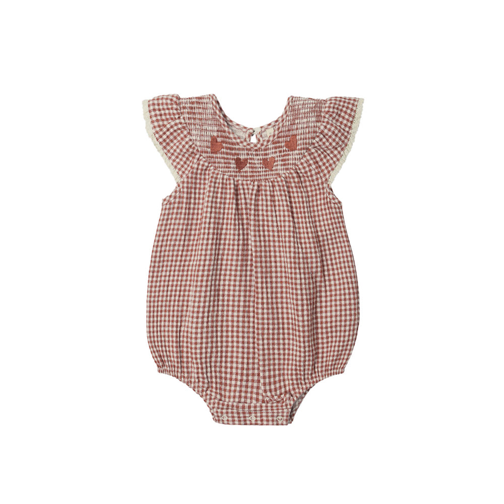 Quincy Mae Lenore Romper - Red Gingham