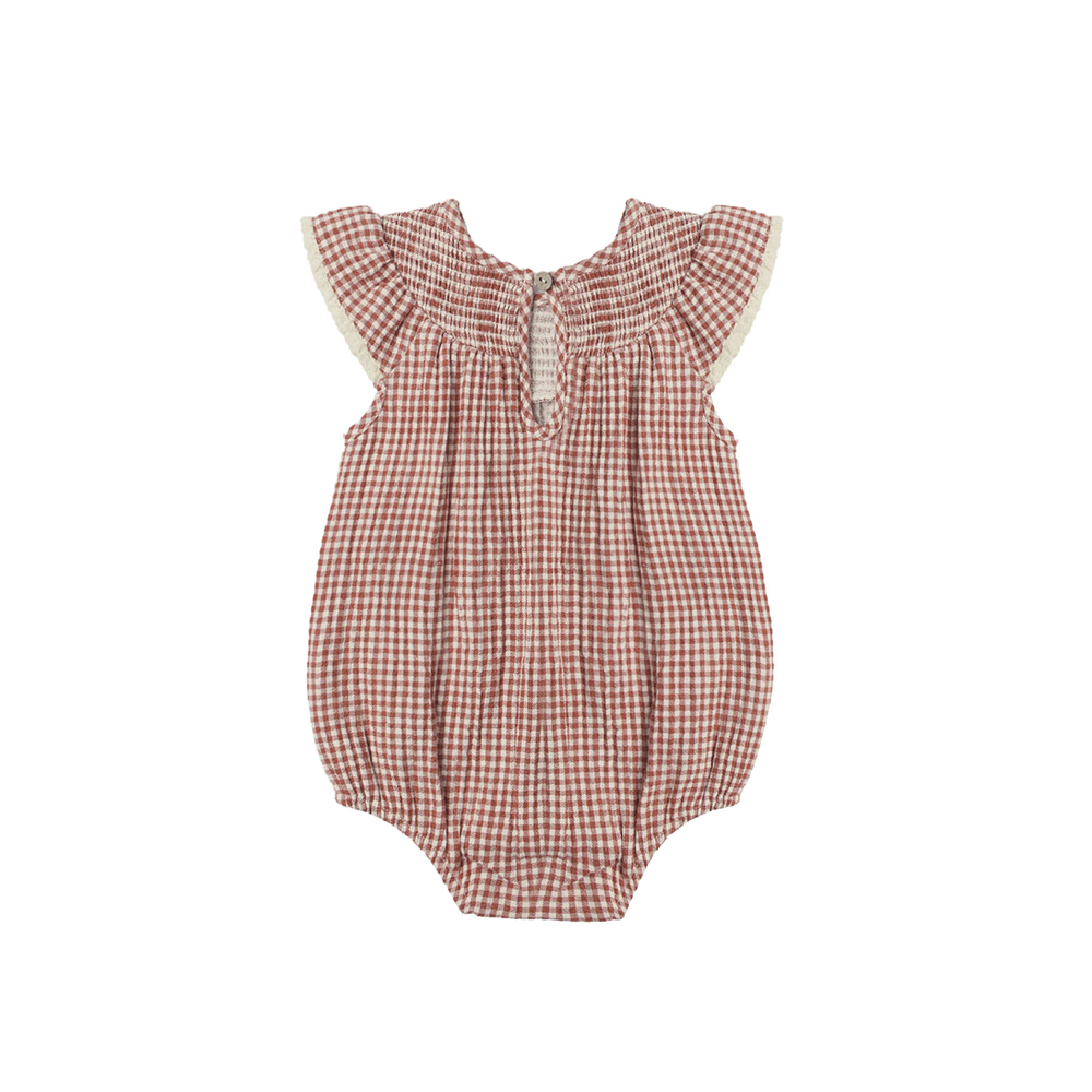 Quincy Mae Lenore Romper - Red Gingham