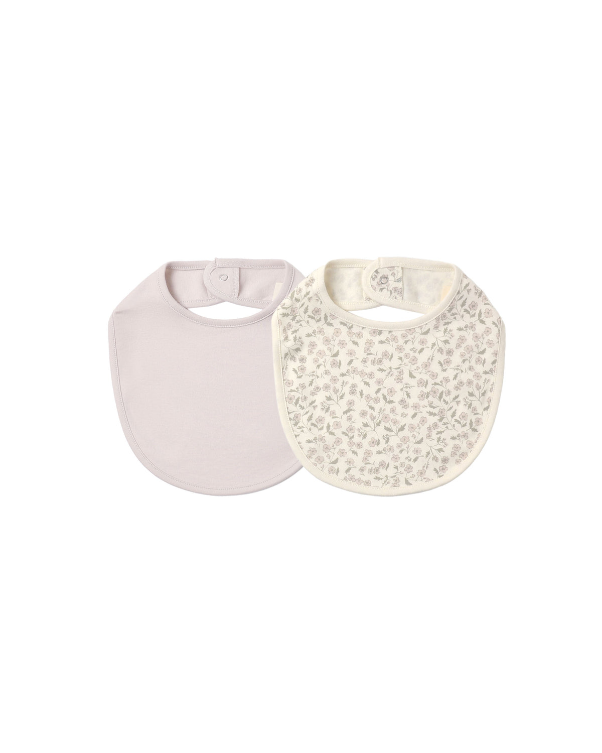 Jersey Snap Bib, 2 Pack - Floret, Lilac Mist