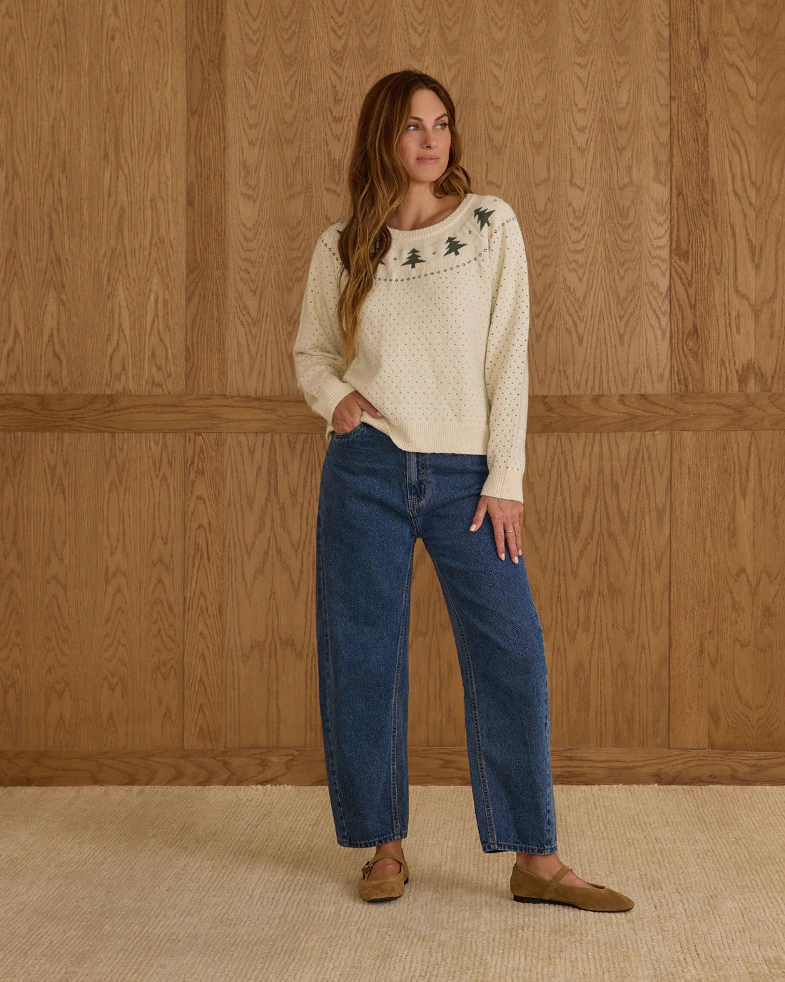 Rylee + Cru Womens Fair Isle Sweater - Trees