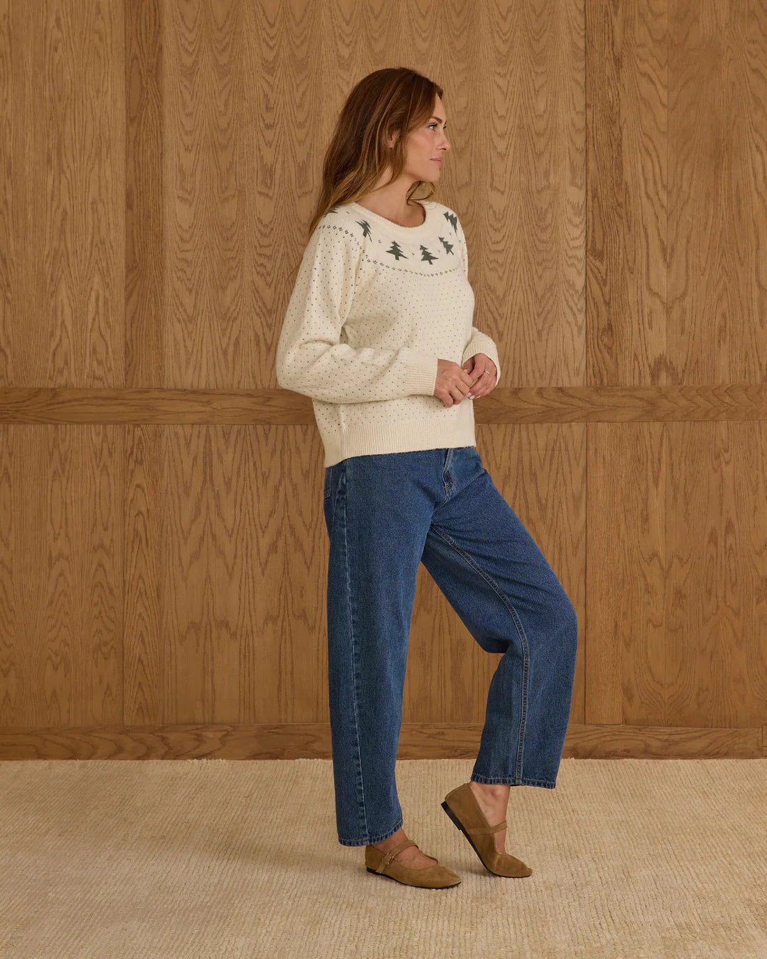 Rylee + Cru Womens Fair Isle Sweater - Trees