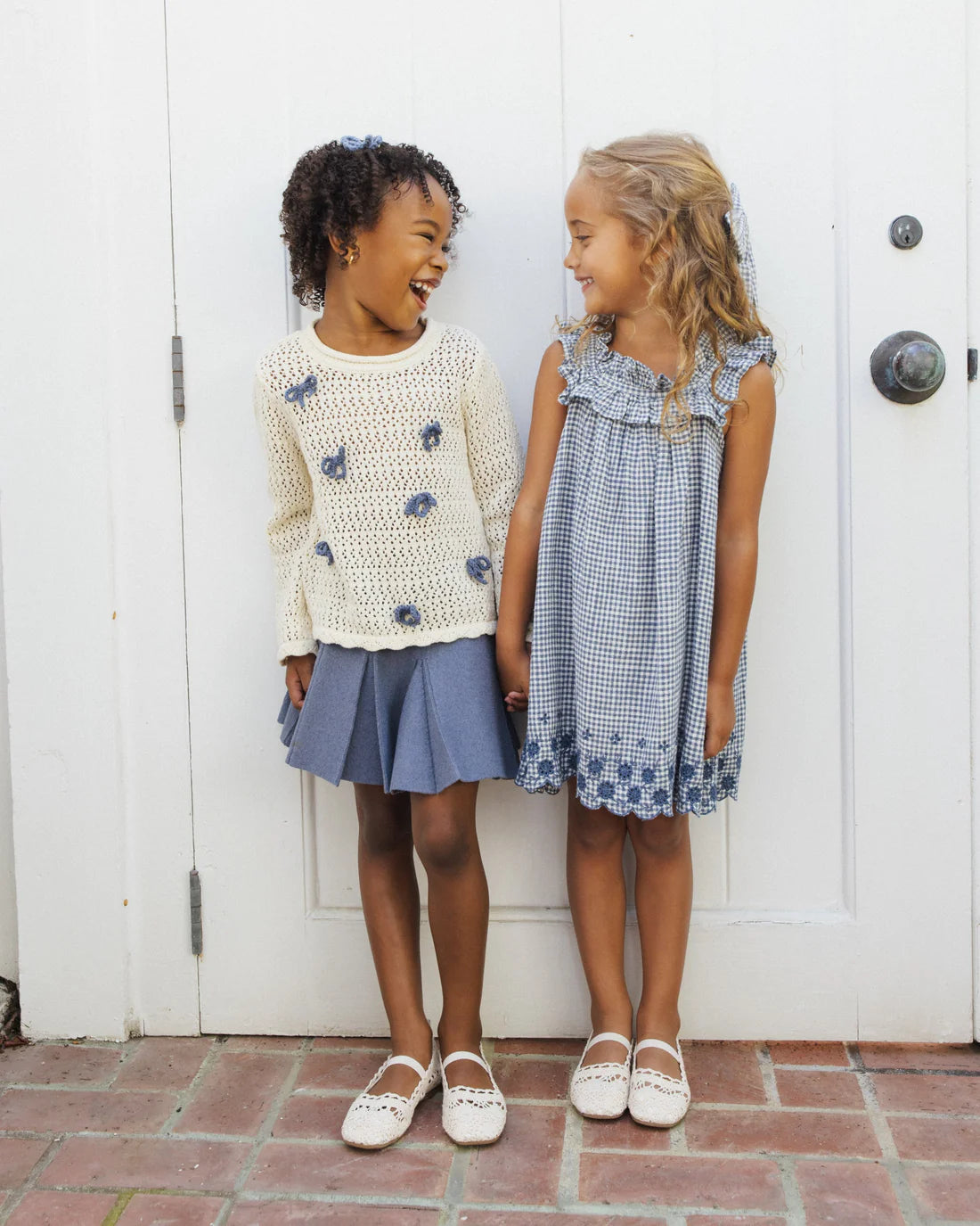 Rylee + Cru Oversized Bow - Marine Gingham