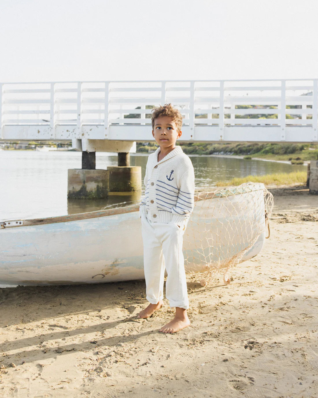 Rylee + Cru Shawl Cardigan - Natural & Marine
