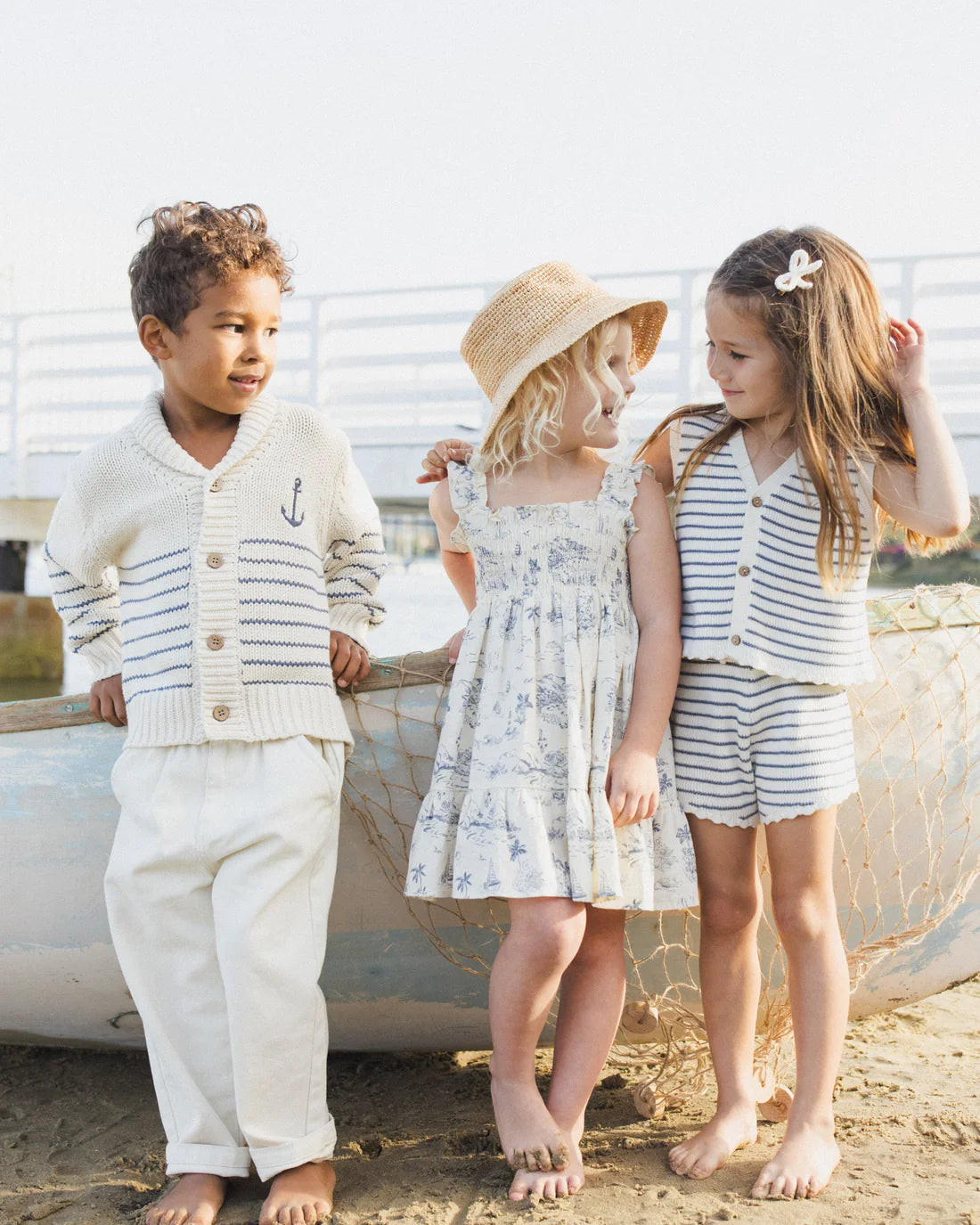 Rylee + Cru Shawl Cardigan - Natural & Marine