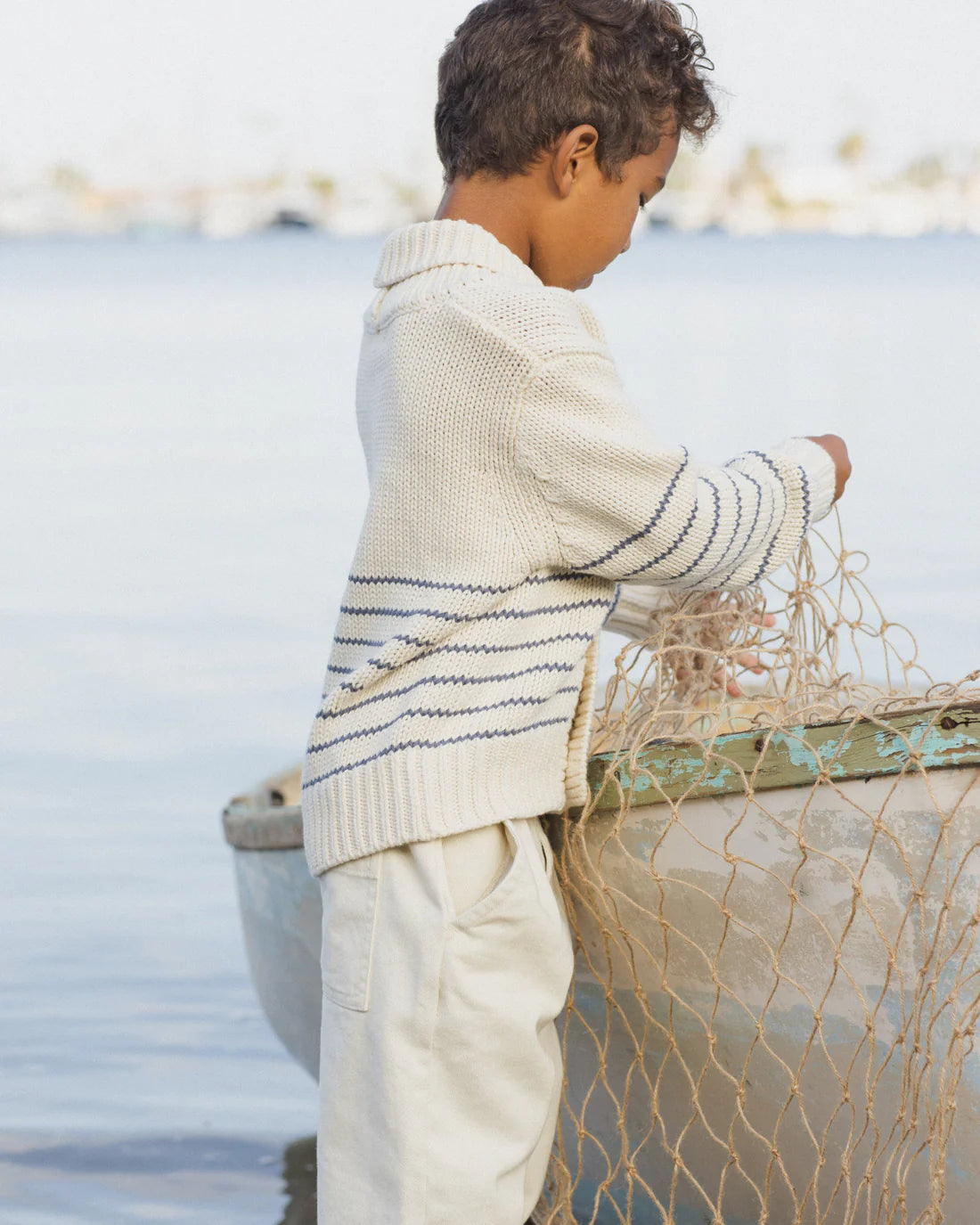 Rylee + Cru Shawl Cardigan - Natural & Marine