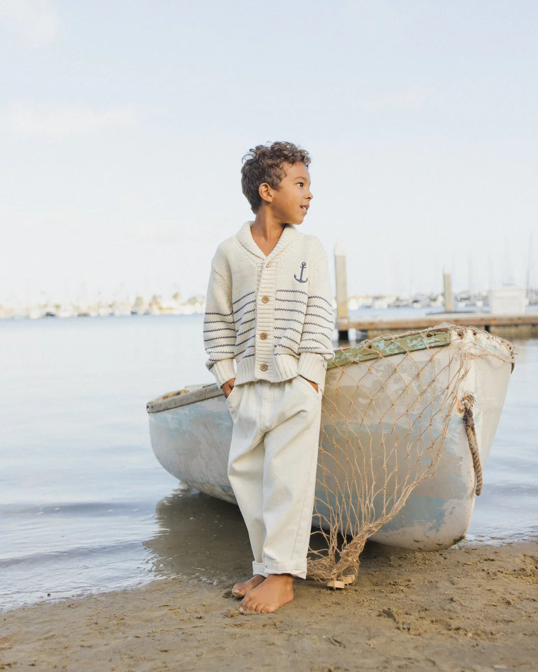 Rylee + Cru Shawl Cardigan - Natural & Marine