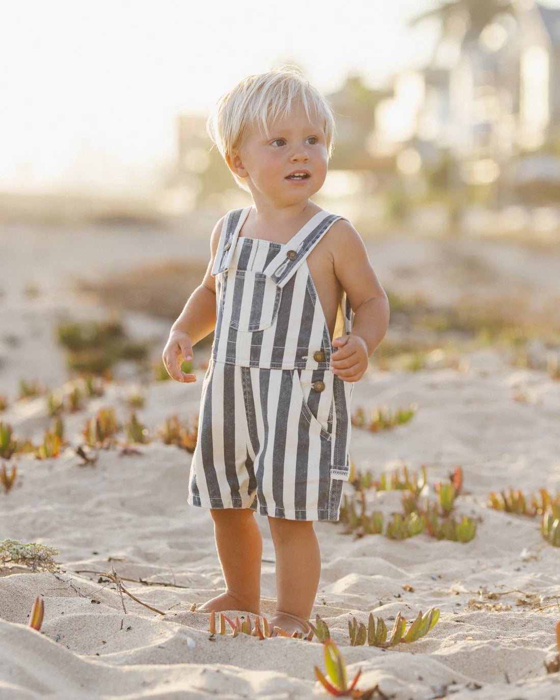 Rylee + Cru Denim Shortall - Navy Stripe