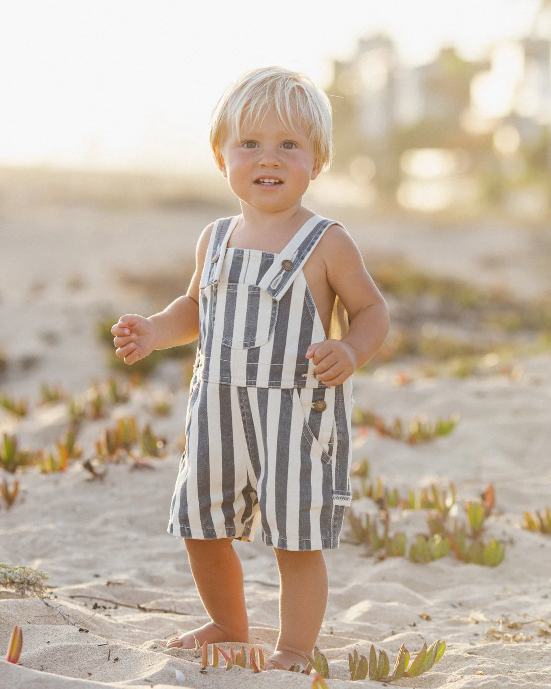 Rylee + Cru Denim Shortall - Navy Stripe