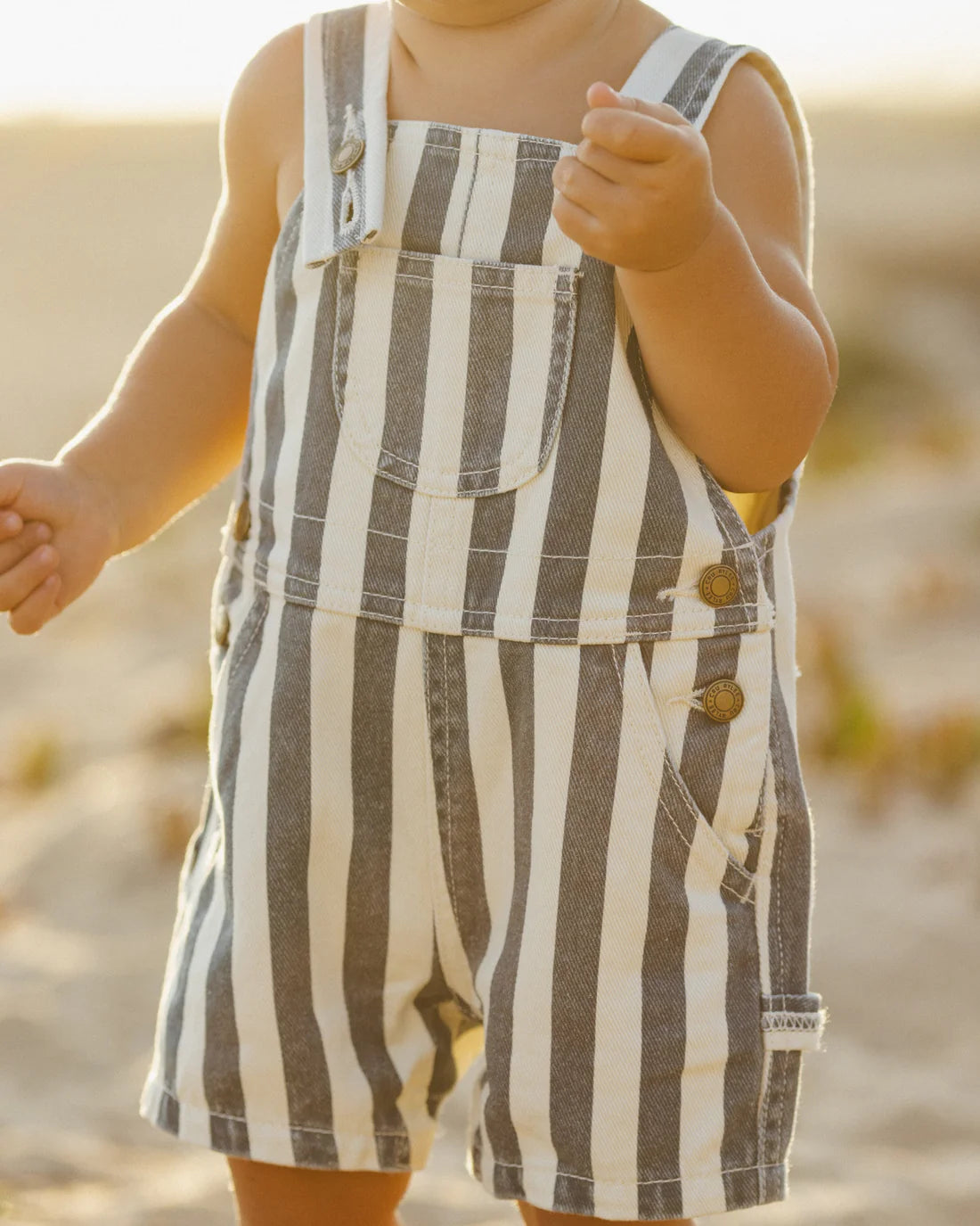 Rylee + Cru Denim Shortall - Navy Stripe