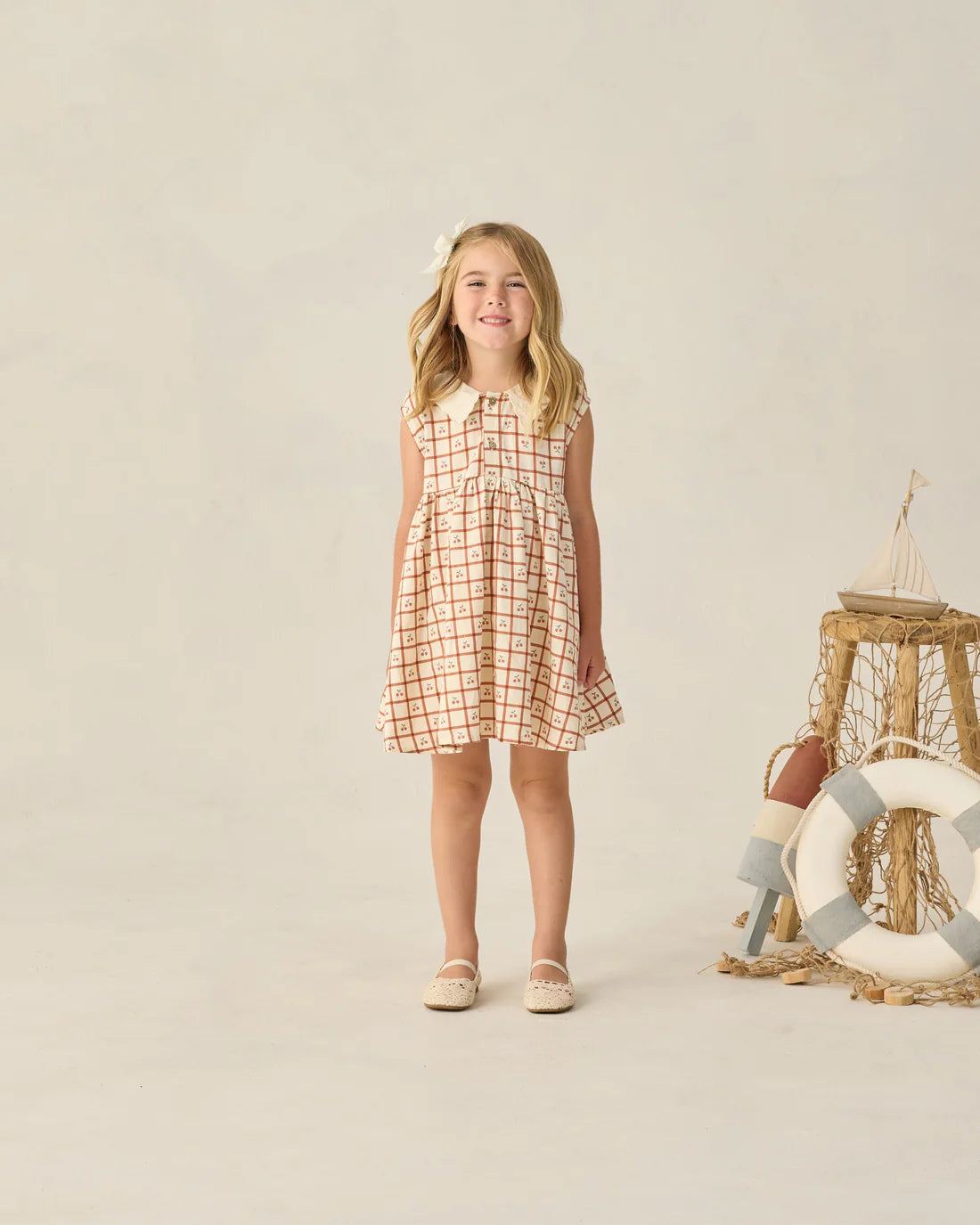 Rylee + Cru Collared Babydoll Dress - Cherry Check