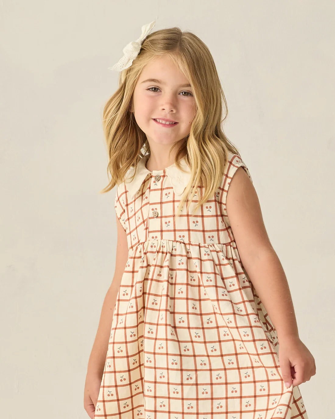 Rylee + Cru Collared Babydoll Dress - Cherry Check