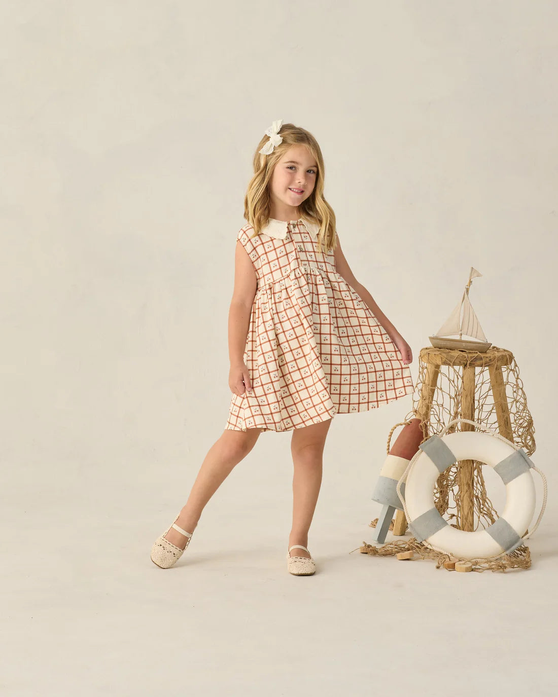 Rylee + Cru Collared Babydoll Dress - Cherry Check