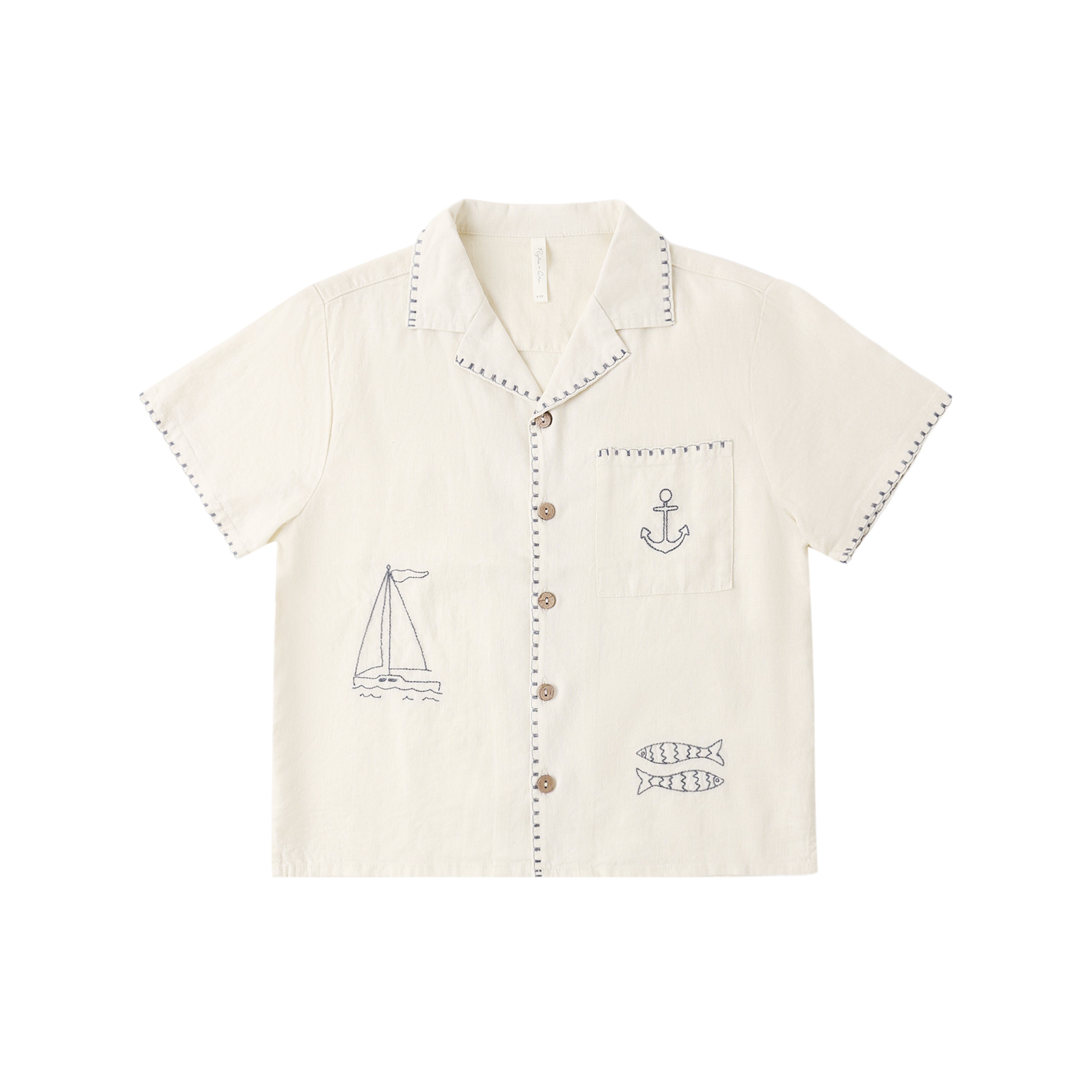Rylee + Cru Lapel Collar Shirt - Sailor