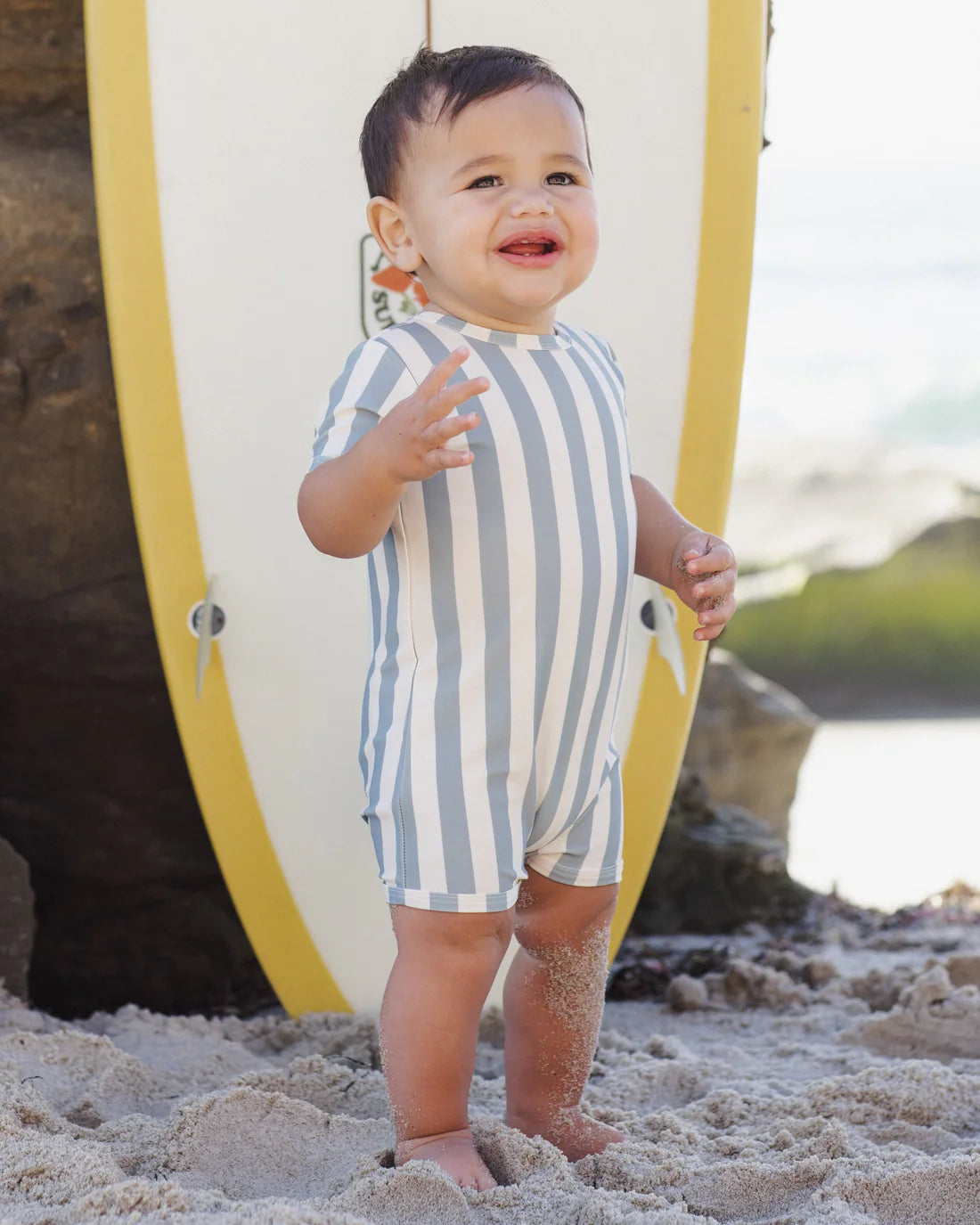 Rylee + Cru Shorty One-Piece - Green Stripe