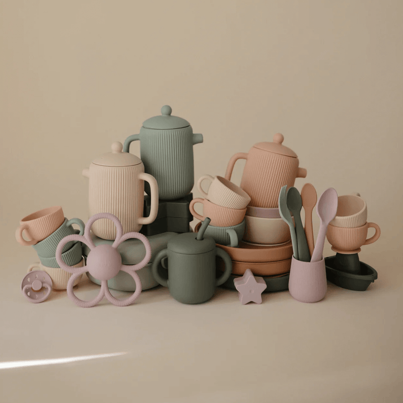 Mushie Silicone Tea Play Set - Cambridge Blue