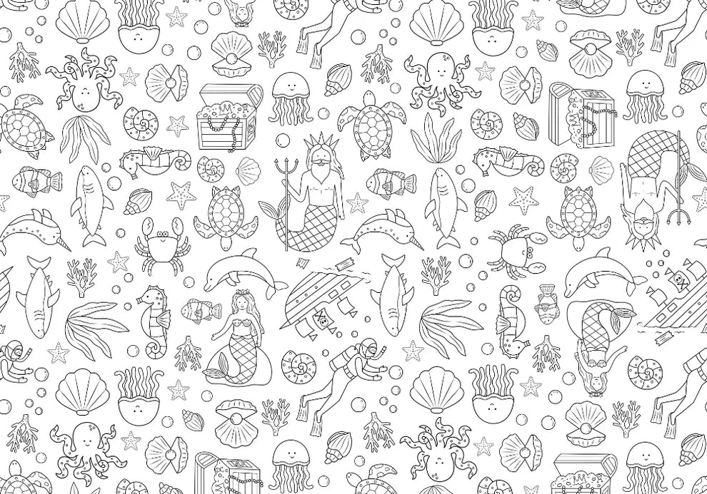 Washable, Reusable Colouring-In Solo Mat Kit - Tidal Treasures