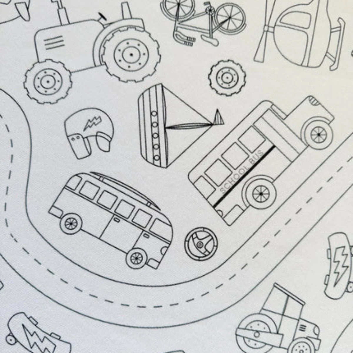 Reusable Colouring In Tablecloth Set - Wheels in Motion