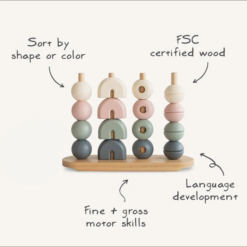 Mushie Wooden Multi Shape Stacker - Original
