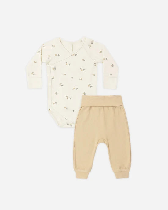 Side Snap Bodysuit & Pant Set - Pears
