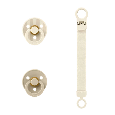 BIBS Colour Dummy & Loop Clip Gift Set - Ivory