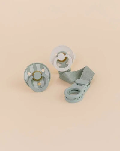 BIBS Colour Dummy & Loop Clip Gift Set - Sage