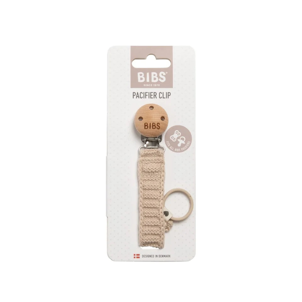 BIBS Knitted Pacifier Clip - Vanilla