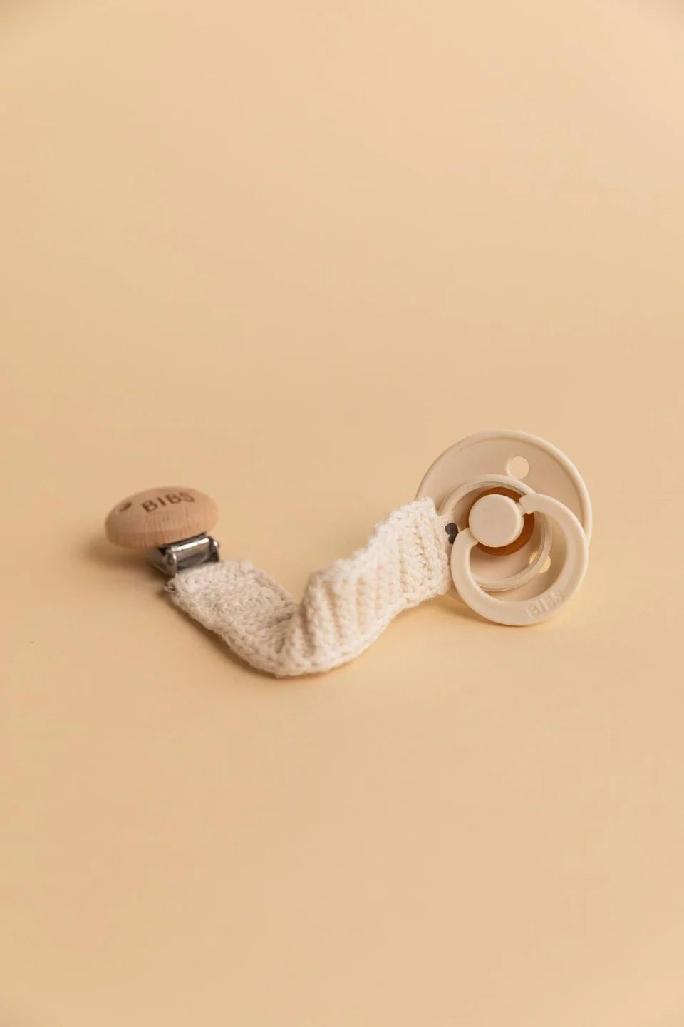 BIBS Knitted Pacifier Clip - Vanilla