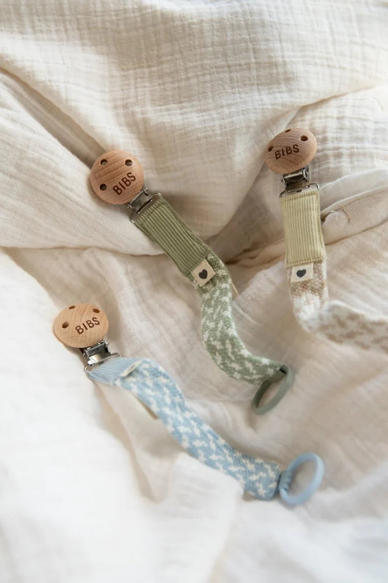 BIBS Pacifier clip - Baby Blue/Ivory
