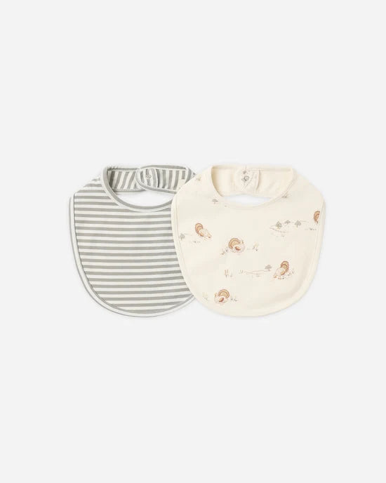 Jersey Snap Bib, 2 Pack - Laurel Stripe, Turkey