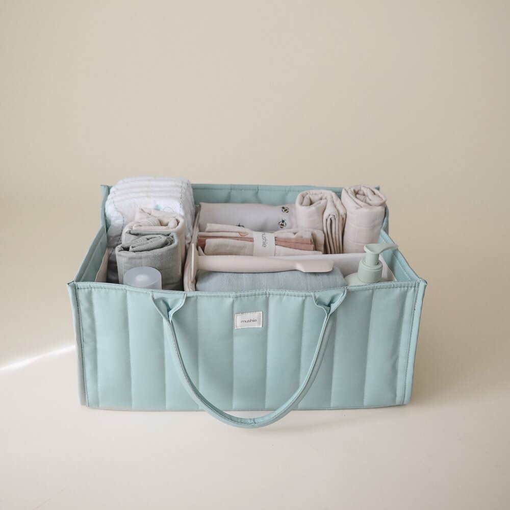 Mushie Diaper Caddy - Roman Green