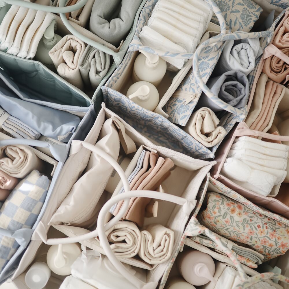 Mushie Diaper Caddy - Roman Green