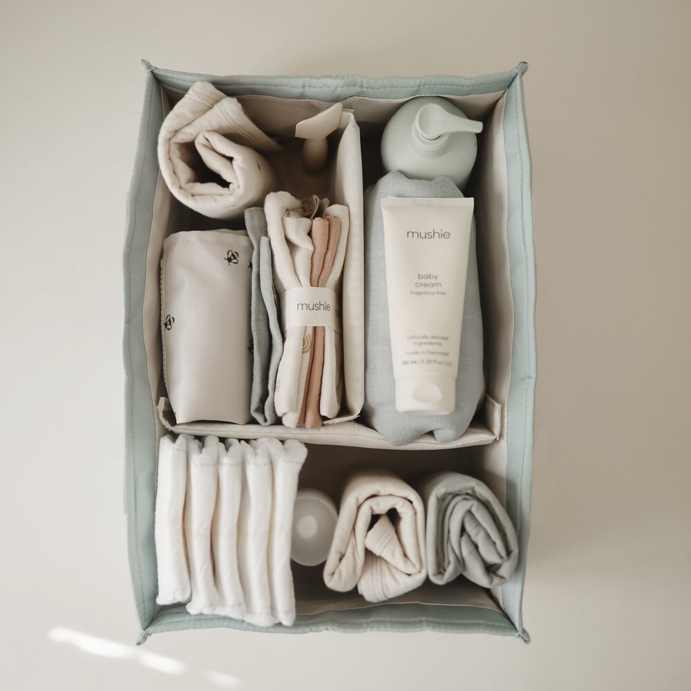 Mushie Diaper Caddy - Blue Flowers