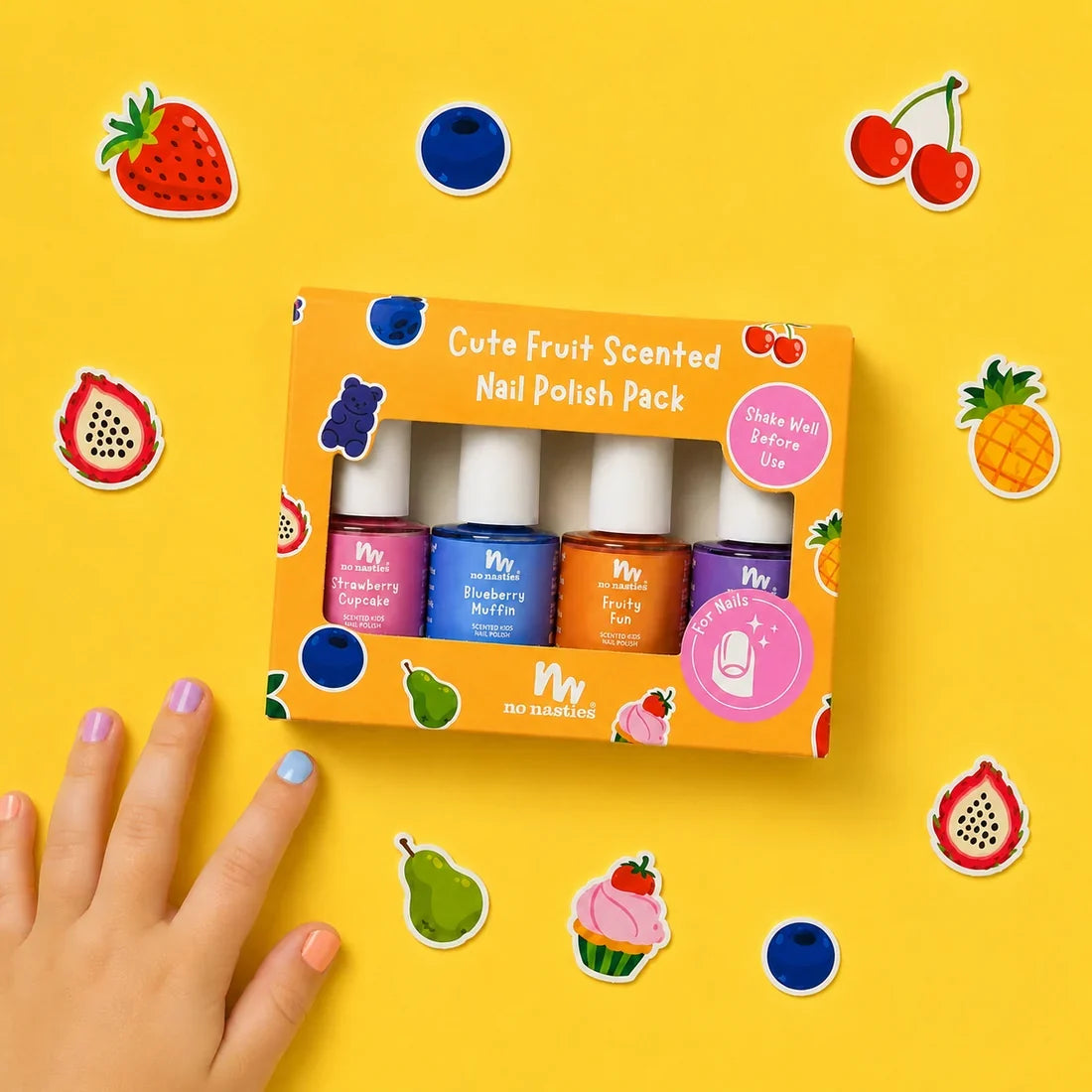 No Nasties Cute Fruit Scented 4 Pack Nail Polish Gift Set