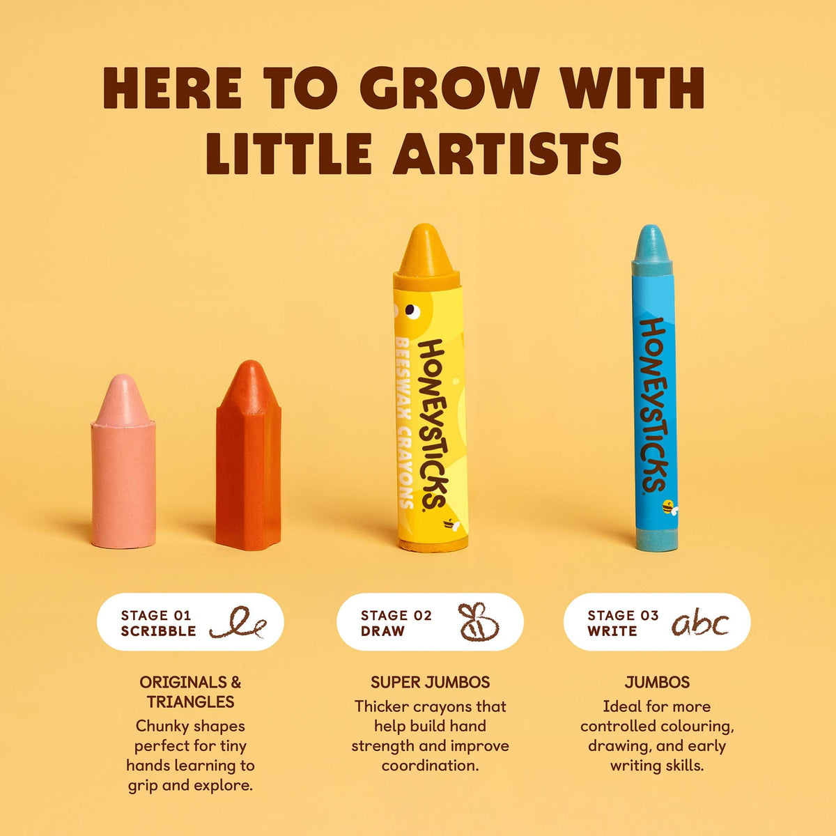 Honeysticks Beeswax Crayons Super Jumbos 7 pack