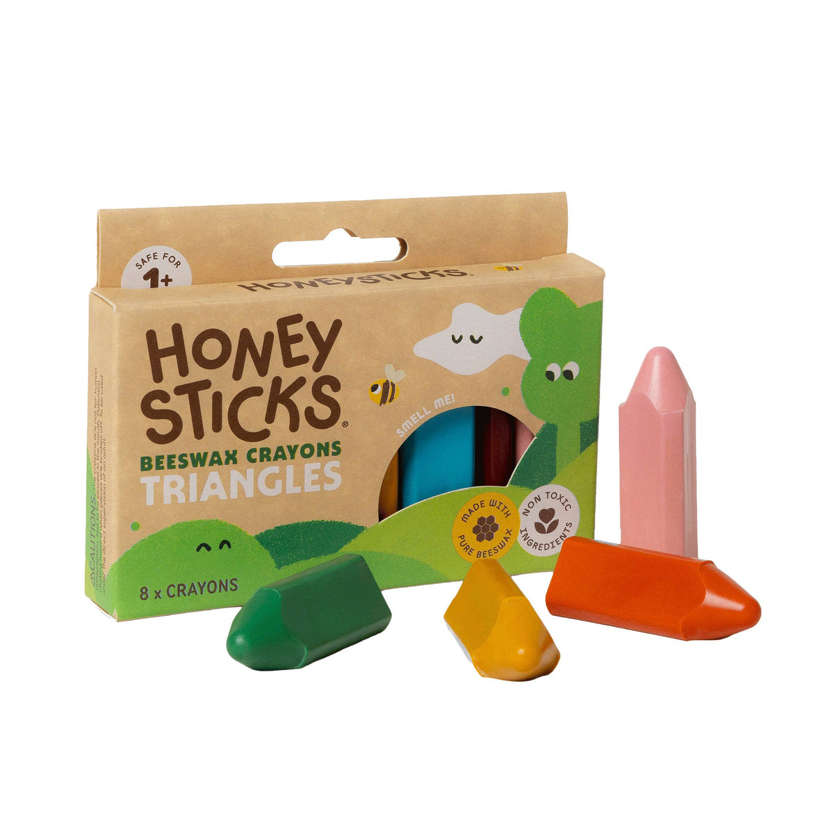 Honeysticks Beeswax Crayons Triangles 8 pack