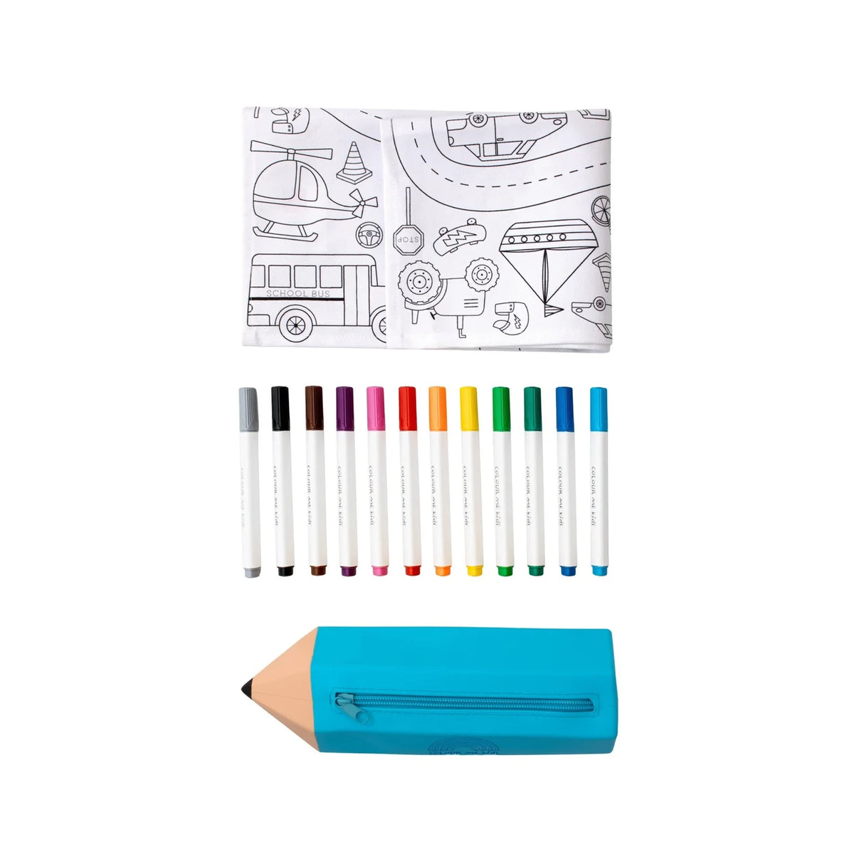 Washable, Reusable Colouring-In Solo Mat Kit - Wheels in Motion