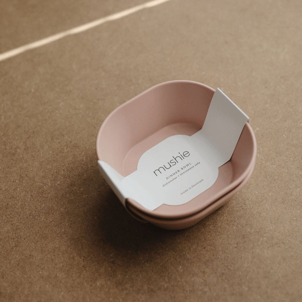 Mushie Set of 2 Square Dinner Bowls - Blush